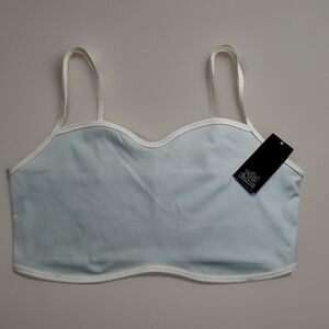 Wild Fable Ligth Aqua Blue White Cropped Tank Top Butter Bliss Pullover Size XXL